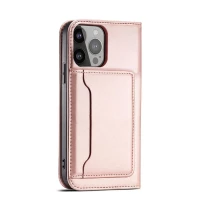 Magnet Card Case etui iPhone 14 Plus pokrowiec z klapką portfel podstawka różowe, zdjęcie 10
