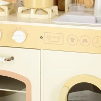 Kuchnia dla dzieci drewniana kran z wodą dźwięki światła 90cm beżowa, zdjęcie 2