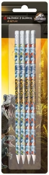 Ołówek z gumką Jurassic Park 4szt - zdjęcie