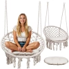 Fotel ogrodowy wiszący huśtawka BOHO beżowy - zdjęcie
