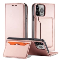 Magnet Card Case etui iPhone 14 Plus pokrowiec z klapką portfel podstawka różowe, zdjęcie 5