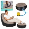 Fotel z podnóżkiem wypoczynkowy dmuchany sofa pufa pompka zestaw 2w1 - zdjęcie