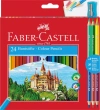 Kredki ołówkowe Faber-Castell Zamek 24 kolory +3 kredki dwustronne+temperówka - zdjęcie