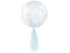 Balon PVC z konfetti i frędzlami niebieski - zdjęcie