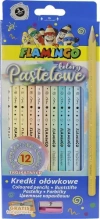 Kredki ołówkowe 12kol/180 Troj Pastel Flamingo pudełko - zdjęcie
