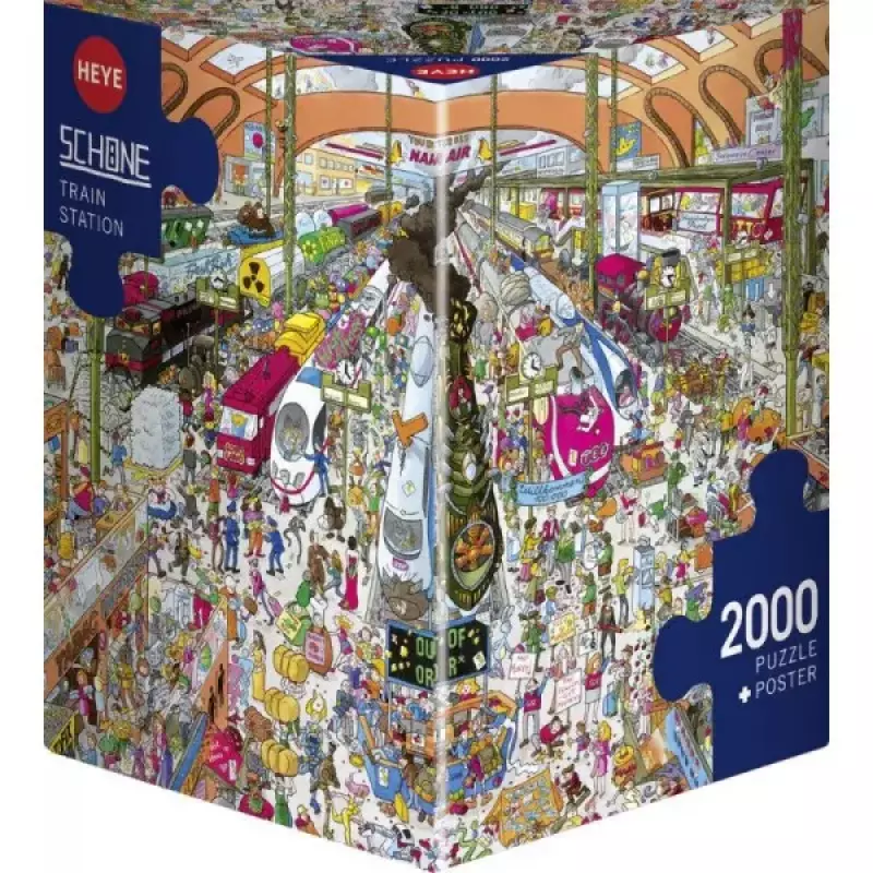 Puzzle 2000 elementów. Dworzec kolejowy + plakat Puzzle 2000 elementów. Dworzec kolejowy + plakat