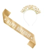 Szarfa i opaska urodzinowa Happy Birthday złota - zestaw - zdjęcie
