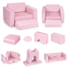 Fotel modułowy dla dzieci DIY 8 miękkich poduch składany - rożowy ECOTOYS - zdjęcie