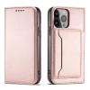Magnet Card Case etui iPhone 14 Plus pokrowiec z klapką portfel podstawka różowe - zdjęcie