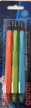 Długopis automatyczny trójkątny Colorful Pen Astra 0.6 mm blister 3 sztuki - zdjęcie