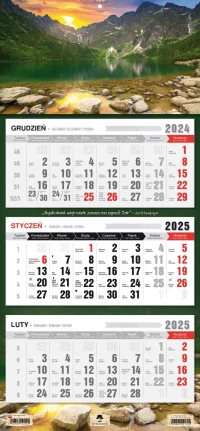 KALENDARZ TRÓJDZIELNY 2025 ROK PŁASKA GŁÓWKA MORSKIE OKO, zdjęcie 2