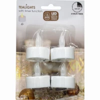 Zestaw 4 Świeczek Tea Light LED Timer Biały, zdjęcie 5
