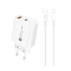 Ładowarka sieciowa A6MaxL 20W USB-A USB-C z kablem USB-C - Lightning 1m - biała - zdjęcie
