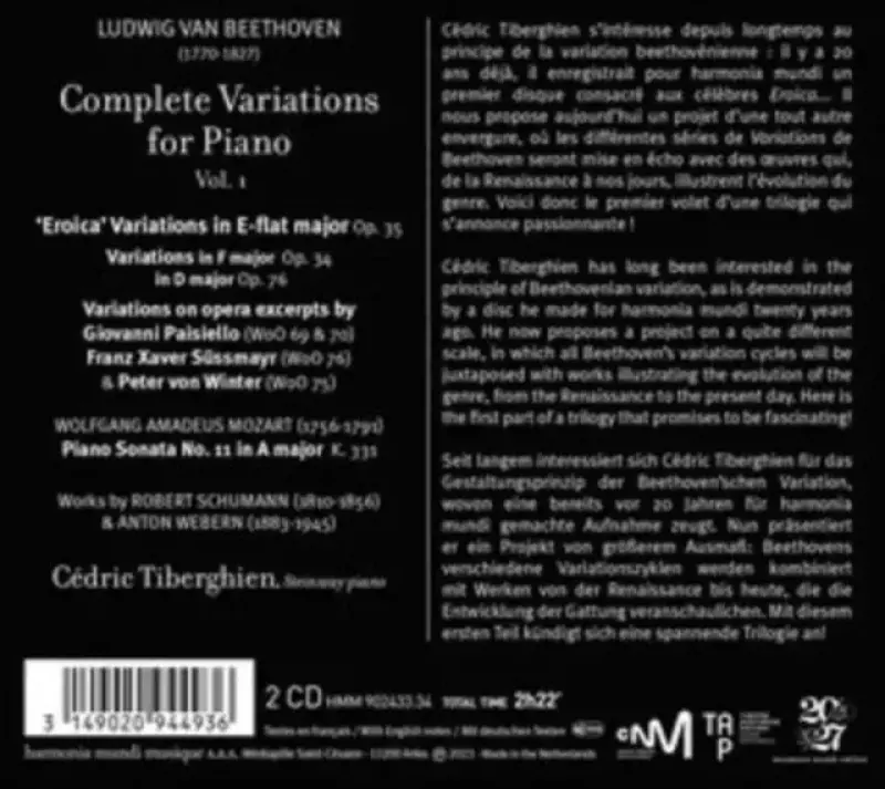 Complete Variations For Piano Vol 1 Tiberghien, CD