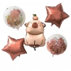 Balony foliowe matowe kapibara - gwiazdka 5szt - zdjęcie