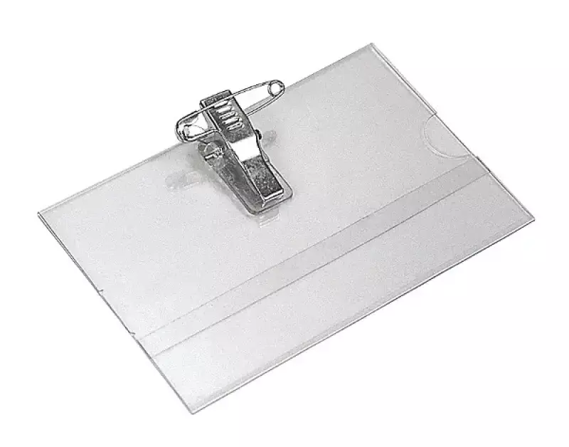 Identyfikator 90 x 55 mm oprawka PVC z klipsem, agrafką i wkładką CT-123(CD102)