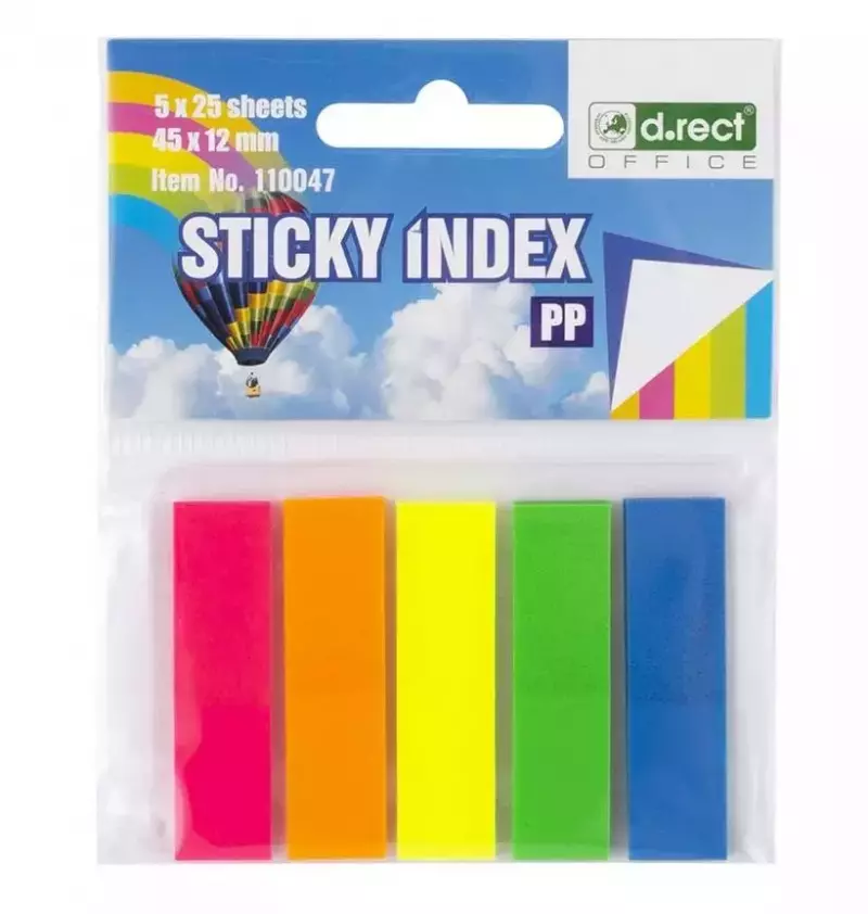 Zakładki indeksujące 45x12mm 5x25 sztuk D.RECT Zakładki indeksujące 45x12mm 5x25 sztuk D.RECT