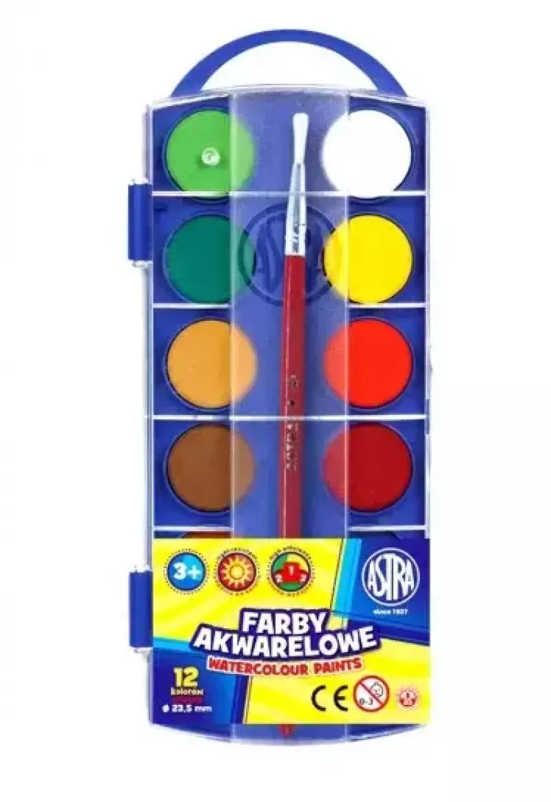 Farby akwarelowe, 12 kolorów Farby akwarelowe, 12 kolorów