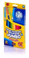 Kredki ołówkowe trójkątne Jumbo, 12 kolorów + temperówka - zdjęcie