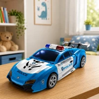 Auto Robot 2w1 Samochód Policyjny Wyrzutnia Małe Roboty Światła Dźwięki, zdjęcie 6