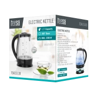 Czajnik elektryczny TEESA, szklany, 2200 W, czarny, 1,7 L, zdjęcie 5