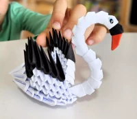 Origami 3D. Łabędź (134 elementy), zdjęcie 5