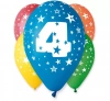 Balon, 12", cyfra 4, pastelowe, 5 sztuk - zdjęcie
