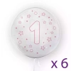 Balony z cyfrą "1" (6 sztuk), gwiazdki różowe - zdjęcie