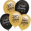 Balony na 18 urodziny, złote i czarne (5 sztuk) - zdjęcie