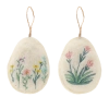 Ozdoba Wielkanocna - Zawieszka 7 x 2,5 x 9,5 cm Jajko w Kwiaty Mix 2 Wzorów, opakowanie 12 szt. - zdjęcie