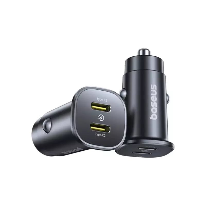 Ładowarka samochodowa Baseus GoTrip 2 x USB-C 30W - czarna Ładowarka samochodowa Baseus GoTrip 2 x USB-C 30W - czarna