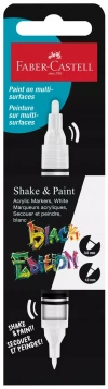 MARKER AKRYLOWY DWUSTRONNY do kamieni szkła papieru Faber-Castell BIAŁY - zdjęcie