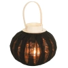 Lampion na świeczkę drewniany czarny 22 cm - zdjęcie