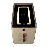 Szafka nocna szuflady oświetlenie LED USB ładowanie głośnik Bluetooth beżowa, zdjęcie 9