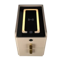 Szafka nocna szuflady oświetlenie LED USB ładowanie głośnik Bluetooth beżowa, zdjęcie 10
