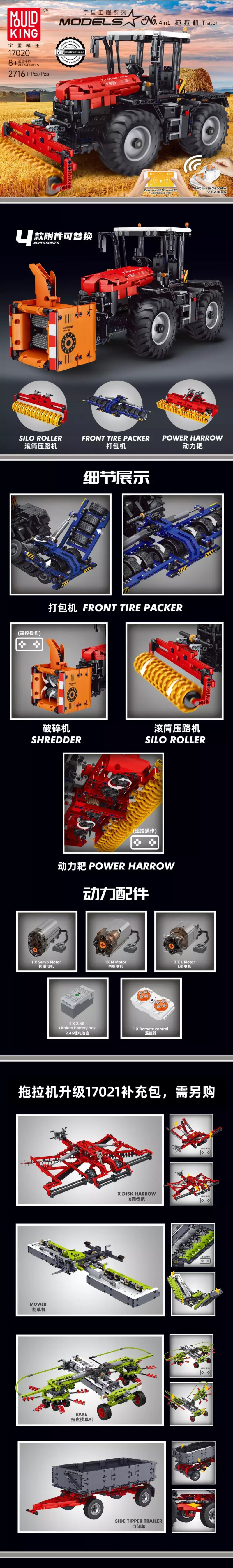 Klocki RC : Czerwony Traktor 2716el.