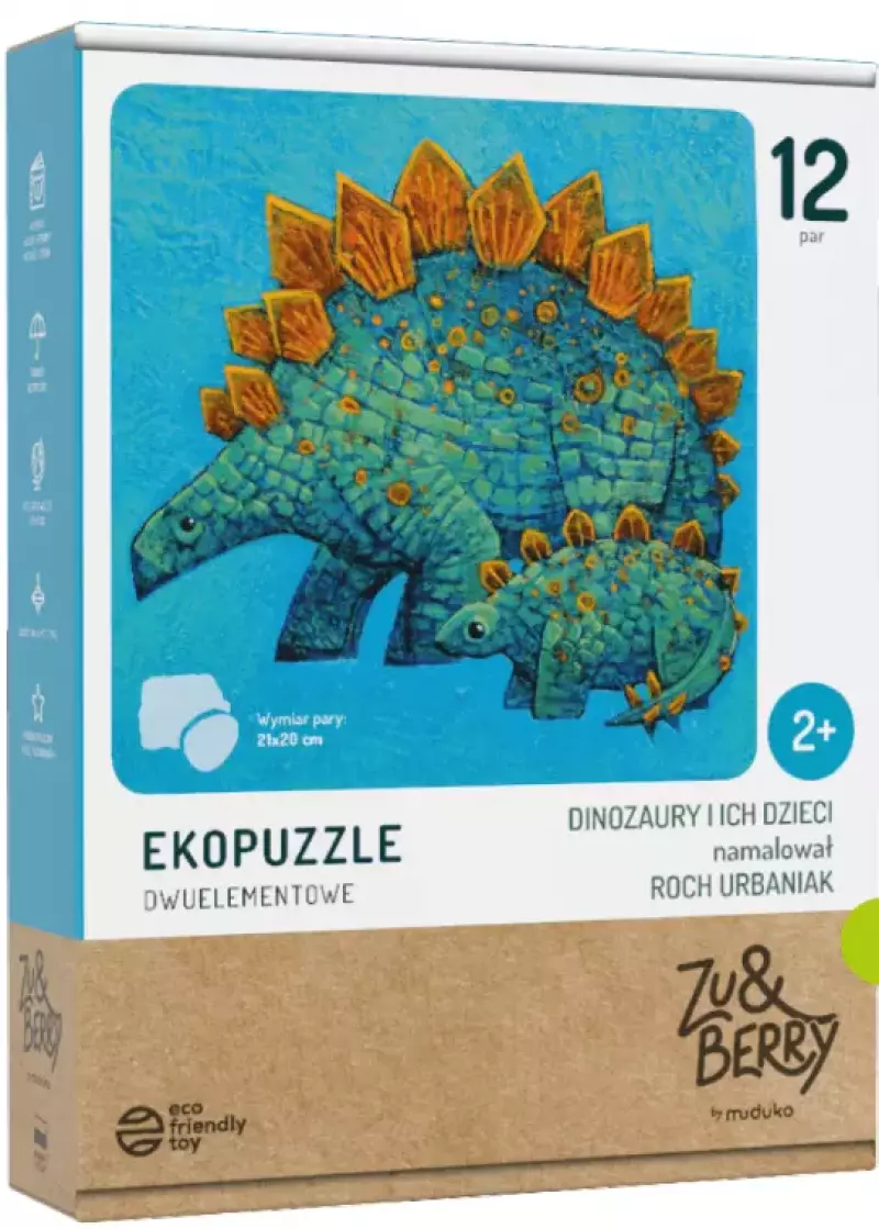 Ekopuzzle dwuelementowe. Dinozaury i ich dzieci