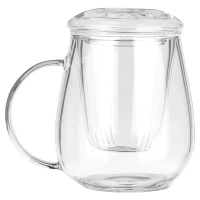 Kubek z zaparzaczem i pokrywką szklany 530 ml, zdjęcie 3