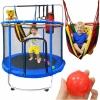 Trampolina dla dzieci ogrodowa siatka piłki koszykówka 155cm niebieska - zdjęcie
