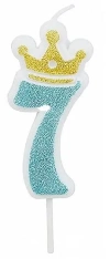 Świeczka 7 niebieska 6,8cm PARTY GO - zdjęcie