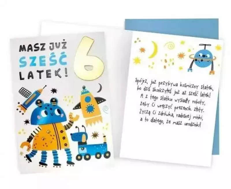 Karnet Urodziny 6 roboty Karnet Urodziny 6 roboty