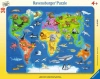 Puzzle 30 elementów. Mapa świata zwierząt - zdjęcie