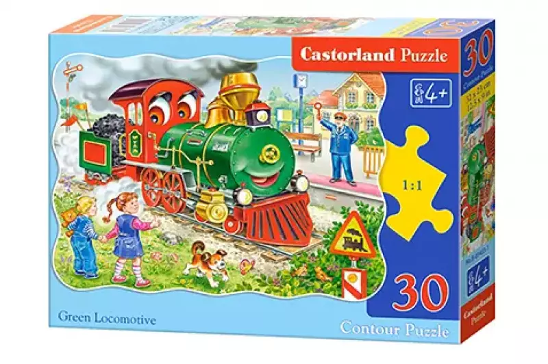 Puzzle 30 elementów. Zielona lokomotywa Puzzle 30 elementów. Zielona lokomotywa