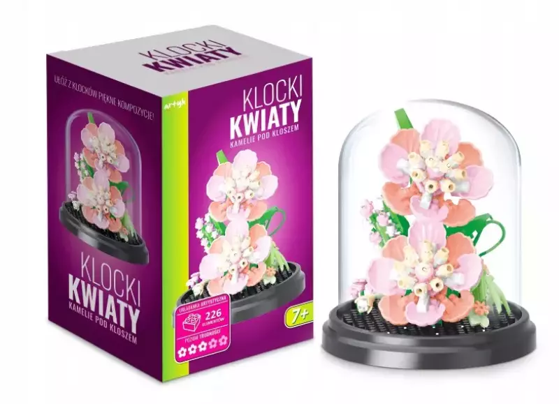 Klocki kwiaty Kamelie pod kloszem 226el 137020