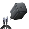 Ładowarka sieciowa UGREEN X524, 45W, USB-C GaN (czarna) + kabel 1m - zdjęcie