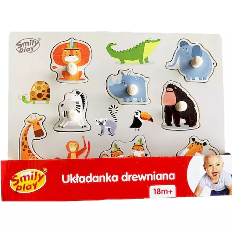 Układanka drewniana, afrykańskie zwierzęta Układanka drewniana, afrykańskie zwierzęta