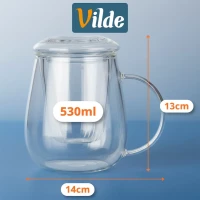 Kubek z zaparzaczem i pokrywką szklany 530 ml, zdjęcie 5