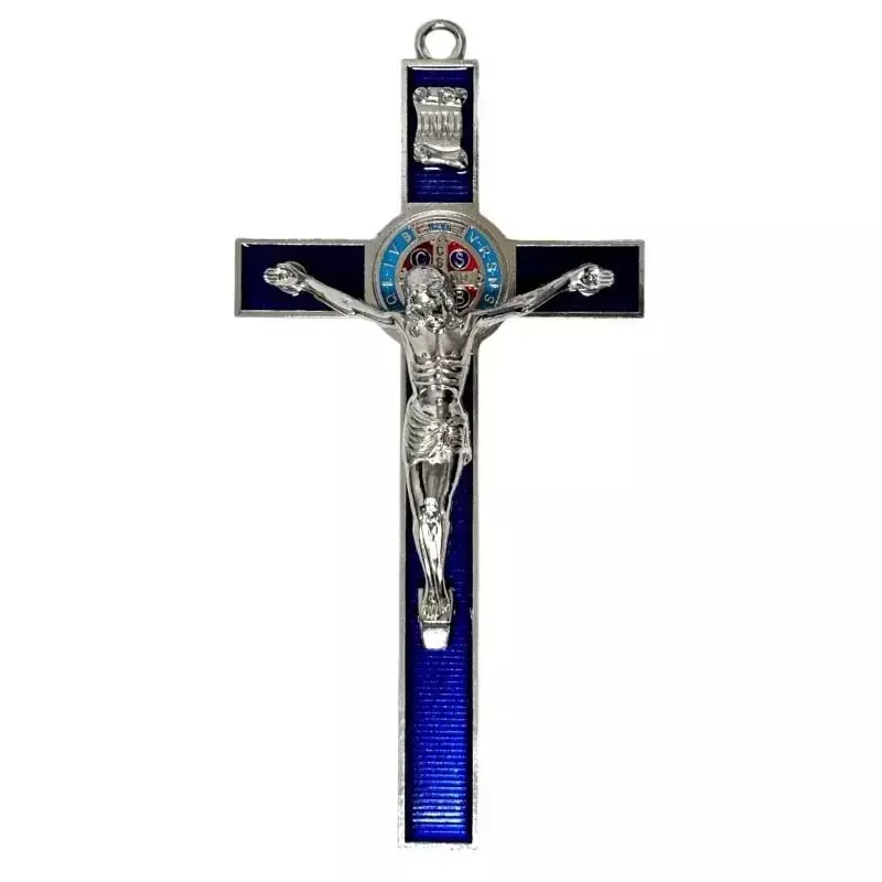 Krzyż granatowy metalowy Benedykta 30cm Krzyż granatowy metalowy Benedykta 30cm