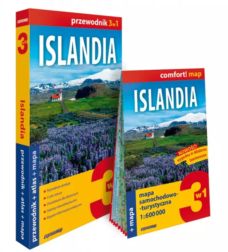 Islandia 3w1. Przewodnik + atlas + mapa