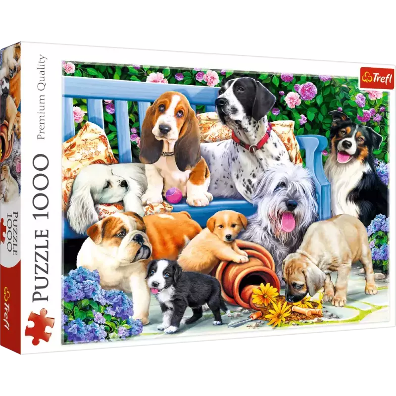 Puzzle 1000 elementów. Psy w ogrodzie Puzzle 1000 elementów. Psy w ogrodzie